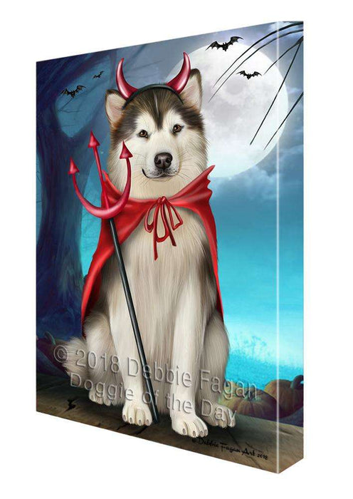 Happy Halloween Trick or Treat Alaskan Malamute Dog Canvas Print Wall Art Décor CVS109430