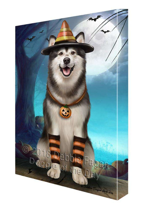 Happy Halloween Trick or Treat Alaskan Malamute Dog Canvas Print Wall Art Décor CVS109439