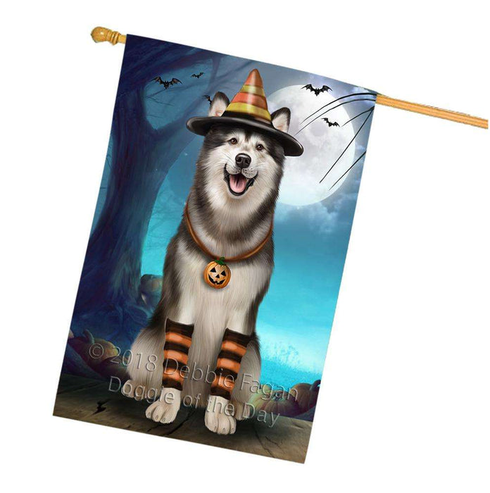 Happy Halloween Trick or Treat Alaskan Malamute Dog House Flag FLG54819