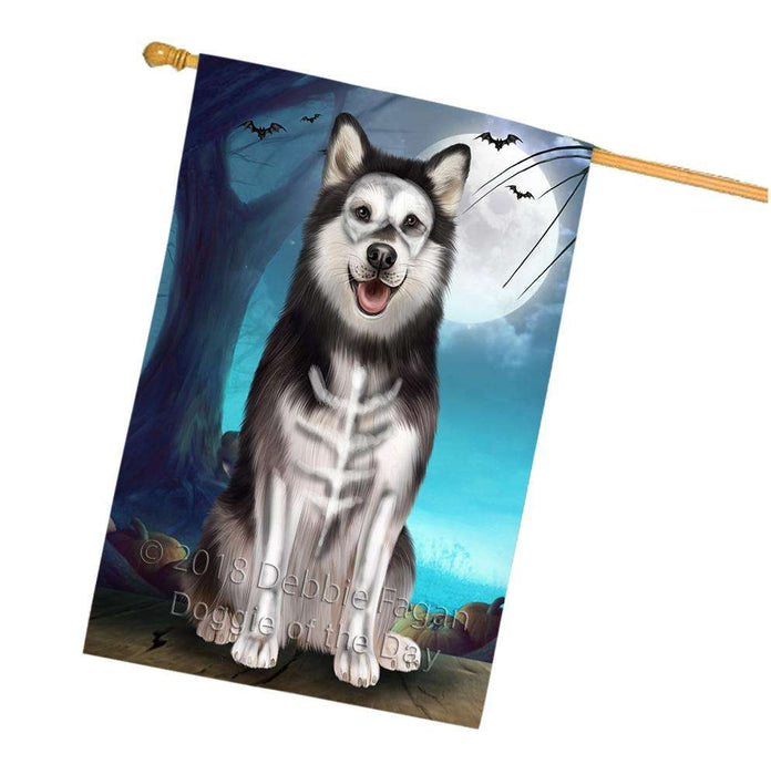 Happy Halloween Trick or Treat Alaskan Malamute Dog House Flag FLG54820