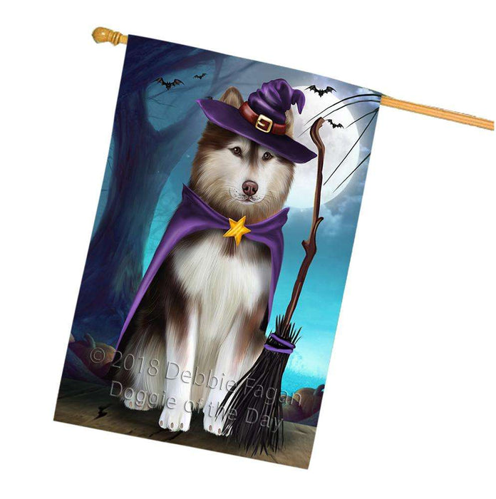 Happy Halloween Trick or Treat Alaskan Malamute Dog House Flag FLG54821