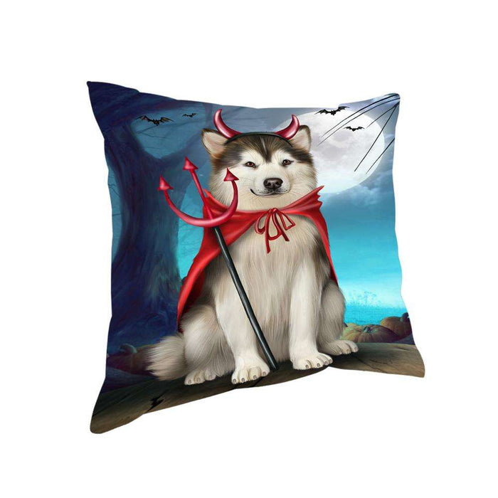 Happy Halloween Trick or Treat Alaskan Malamute Dog Pillow PIL75104