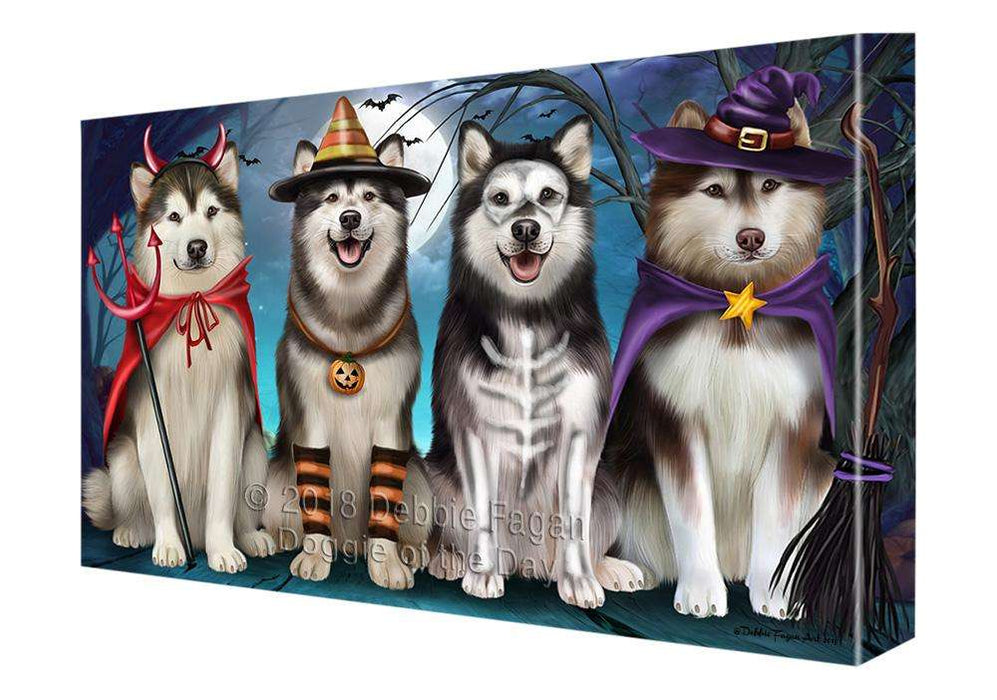 Happy Halloween Trick or Treat Alaskan Malamutes Dog Canvas Print Wall Art Décor CVS109295