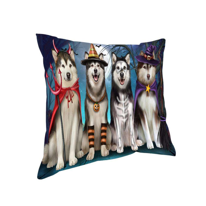 Happy Halloween Trick or Treat Alaskan Malamutes Dog Pillow PIL75044