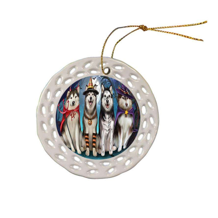 Happy Halloween Trick or Treat Alaskan Malamutes Dog Star Porcelain Ornament SPOR54596