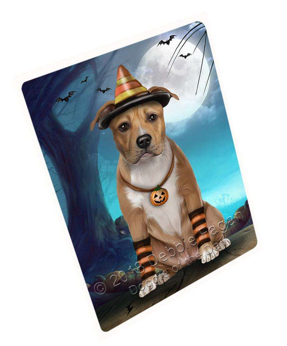 Happy Halloween Trick Or Treat American Staffordshire Terrier Dog Candy Corn Magnet Mini (3.5" x 2") MAG61596
