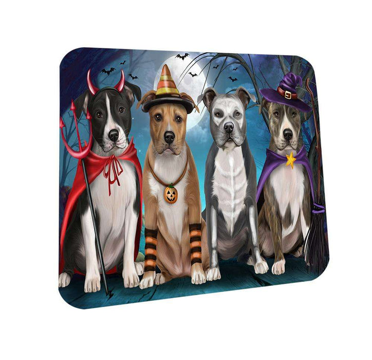 Happy Halloween Trick or Treat American Staffordshire Terrier Dog Coasters Set of 4 CST52536