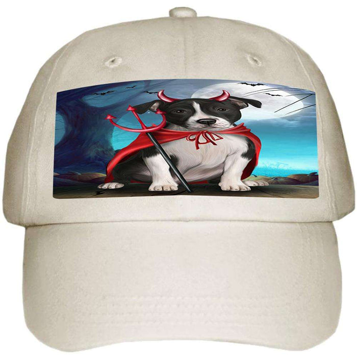 Happy Halloween Trick or Treat American Staffordshire Terrier Dog Devil Ball Hat Cap HAT61293