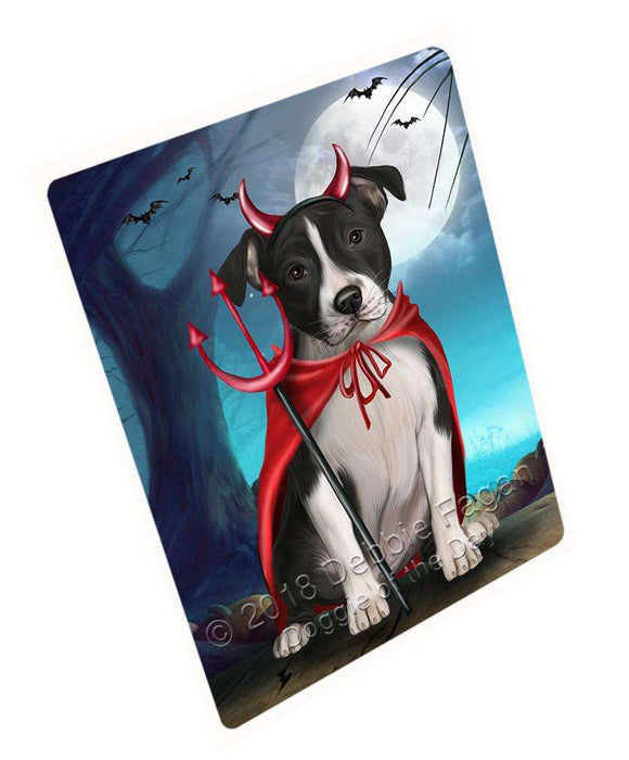 Happy Halloween Trick or Treat American Staffordshire Terrier Dog Devil Large Refrigerator / Dishwasher Magnet RMAG75306