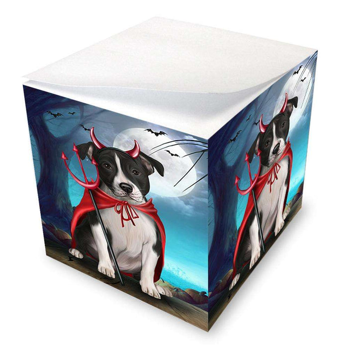 Happy Halloween Trick or Treat American Staffordshire Terrier Dog Devil Note Cube NOC52520