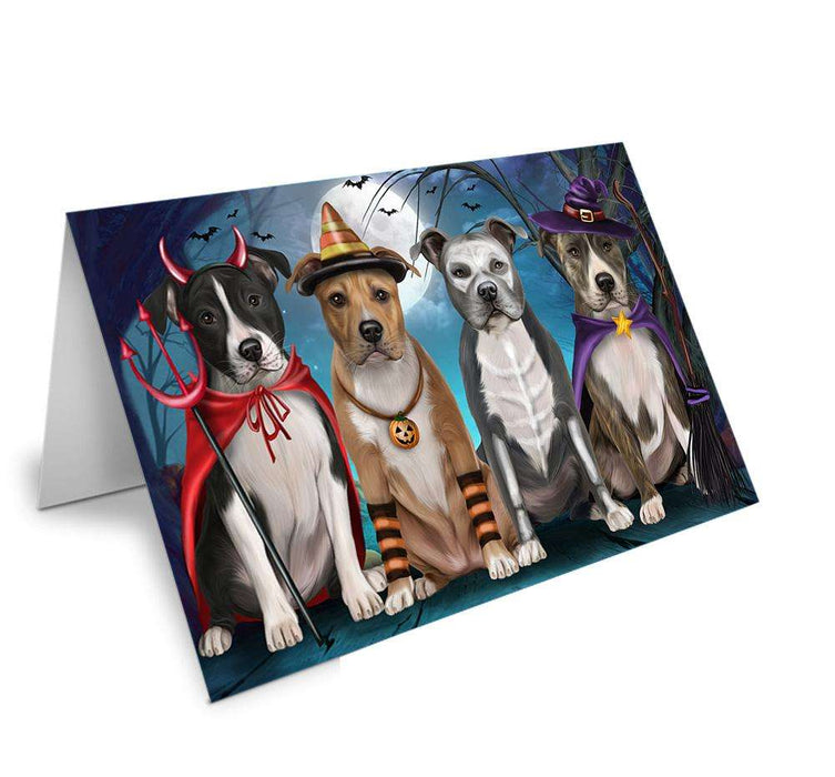 Happy Halloween Trick or Treat American Staffordshire Terrier Dog Handmade Artwork Assorted Pets Greeting Cards and Note Cards with Envelopes for All Occasions and Holiday Seasons GCD61760