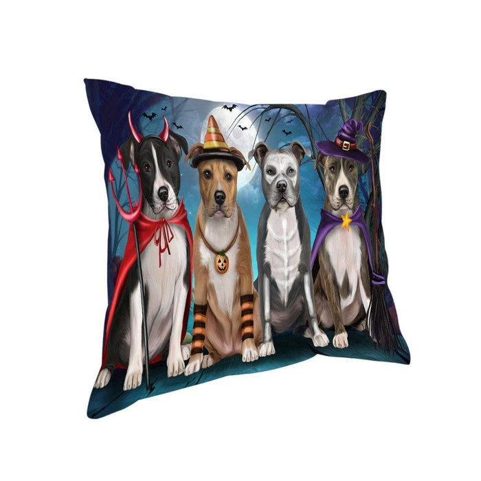 Happy Halloween Trick or Treat American Staffordshire Terrier Dog Pillow PIL66464