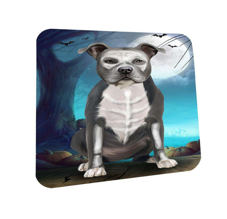 Happy Halloween Trick or Treat American Staffordshire Terrier Dog Skeleton Coasters Set of 4 CST52498