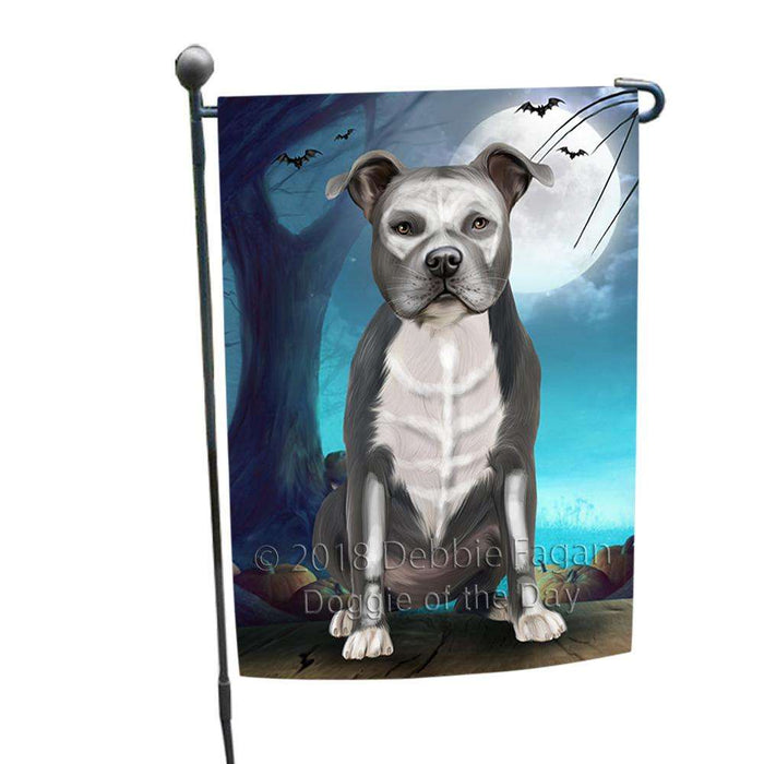 Happy Halloween Trick or Treat American Staffordshire Terrier Dog Skeleton Garden Flag GFLG52484