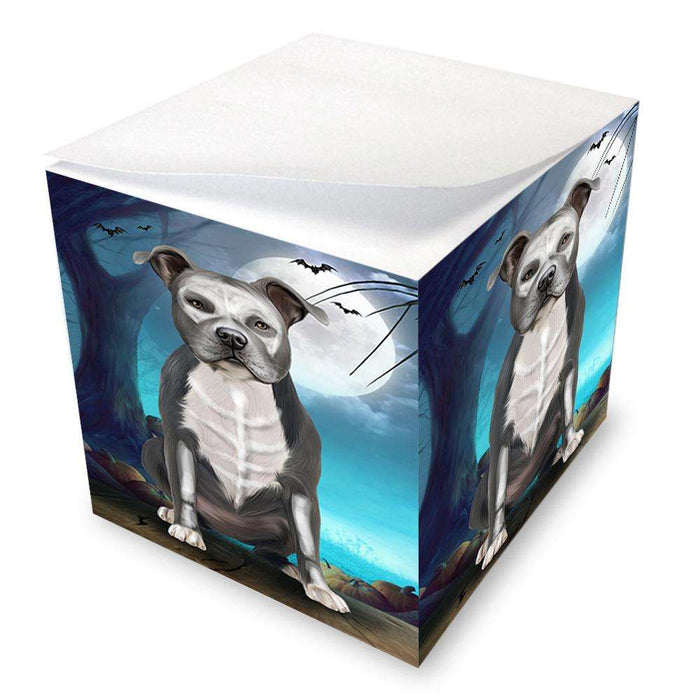 Happy Halloween Trick or Treat American Staffordshire Terrier Dog Skeleton Note Cube NOC52539