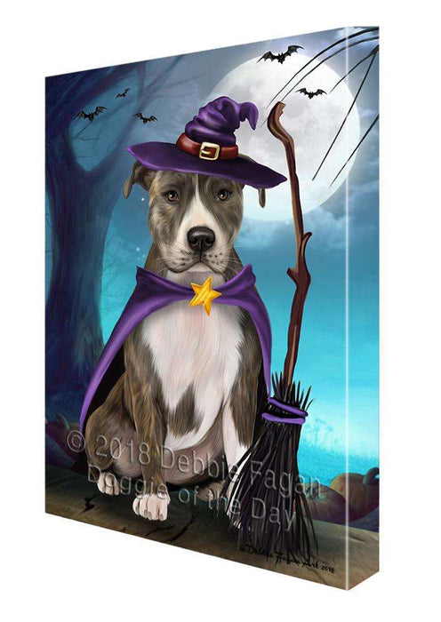 Happy Halloween Trick or Treat American Staffordshire Terrier Dog Witch Canvas Print Wall Art Décor CVS89819