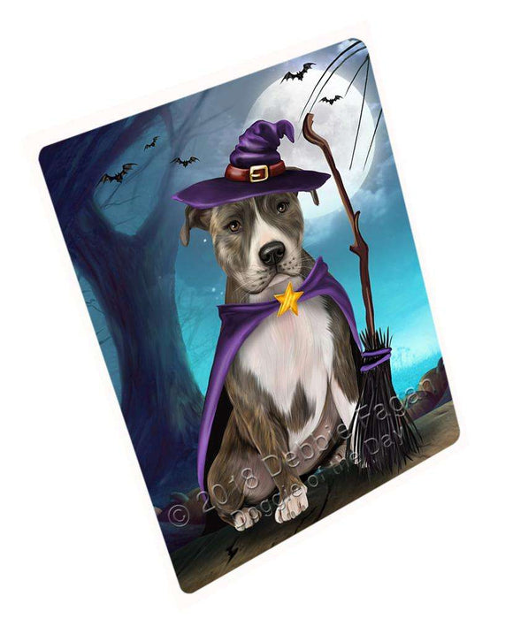 Happy Halloween Trick or Treat American Staffordshire Terrier Dog Witch Large Refrigerator / Dishwasher Magnet RMAG75534