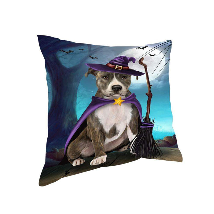 Happy Halloween Trick or Treat American Staffordshire Terrier Dog Witch Pillow PIL66388