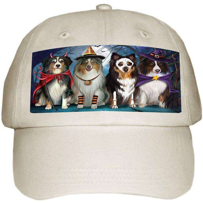 Happy Halloween Trick or Treat Australian Shepherd Dog Ball Hat Cap