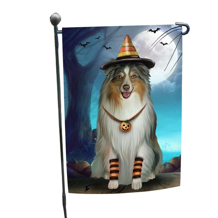Happy Halloween Trick or Treat Australian Shepherd Dog Candy Corn Garden Flag