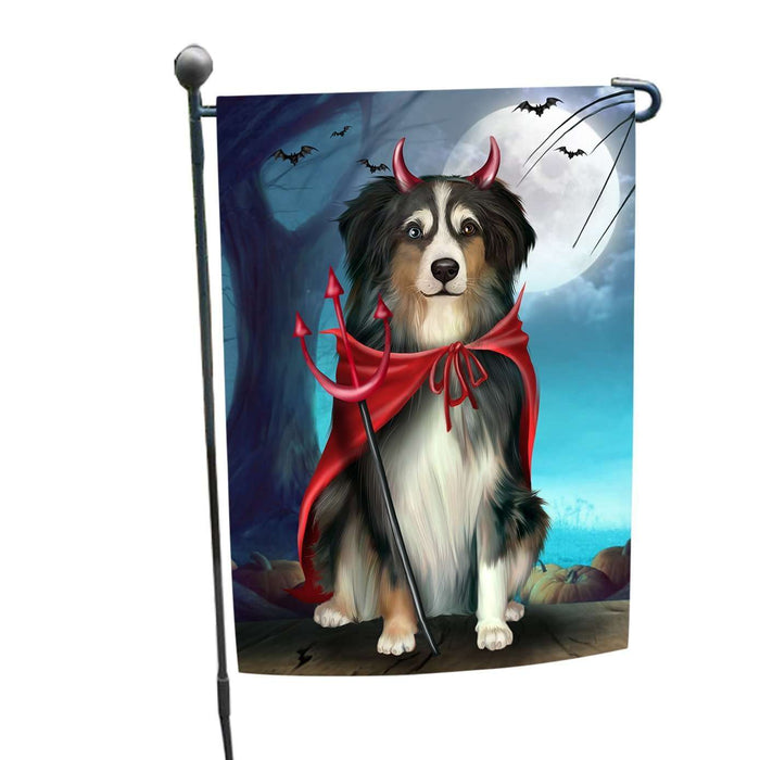 Happy Halloween Trick or Treat Australian Shepherd Dog Devil Garden Flag