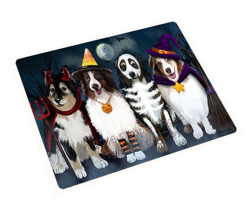 Happy Halloween Trick or Treat Australian Shepherd Dog in Costumes Art Portrait Print Woven Throw Sherpa Plush Fleece Blanket