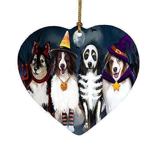 Happy Halloween Trick or Treat Australian Shepherd Dog in Costumes Heart Christmas Ornament