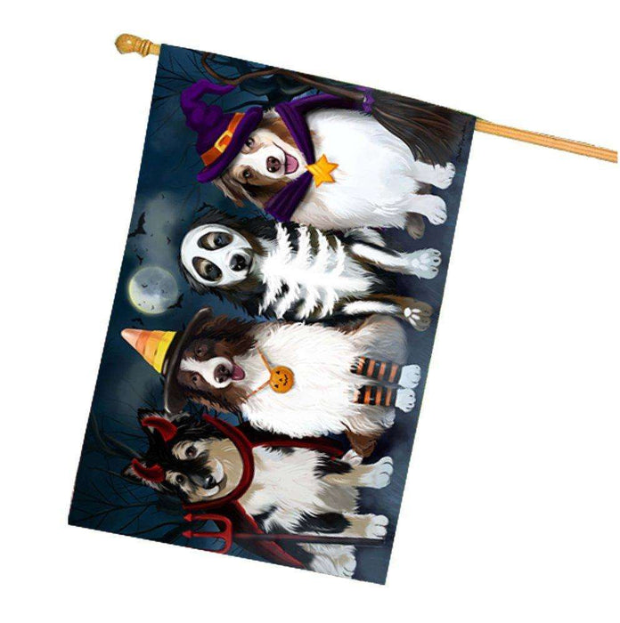 Happy Halloween Trick or Treat Australian Shepherd Dog in Costumes House Flag