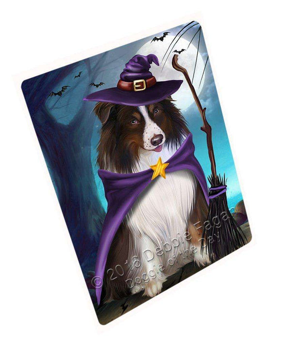 Happy Halloween Trick or Treat Australian Shepherd Dog Witch Art Portrait Print Woven Throw Sherpa Plush Fleece Blanket
