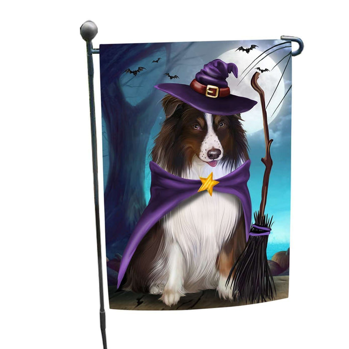 Happy Halloween Trick or Treat Australian Shepherd Dog Witch Garden Flag