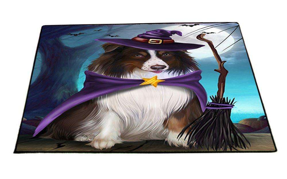 Happy Halloween Trick or Treat Australian Shepherd Dog Witch Indoor/Outdoor Floormat