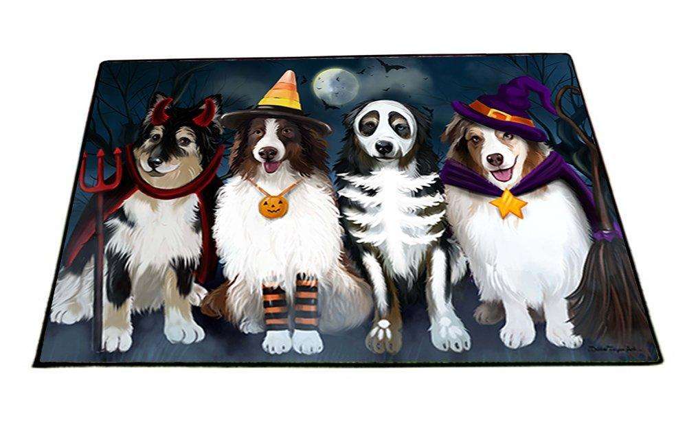 Happy Halloween Trick or Treat Australian Shepherds Dog in Costumes Indoor/Outdoor Floormat