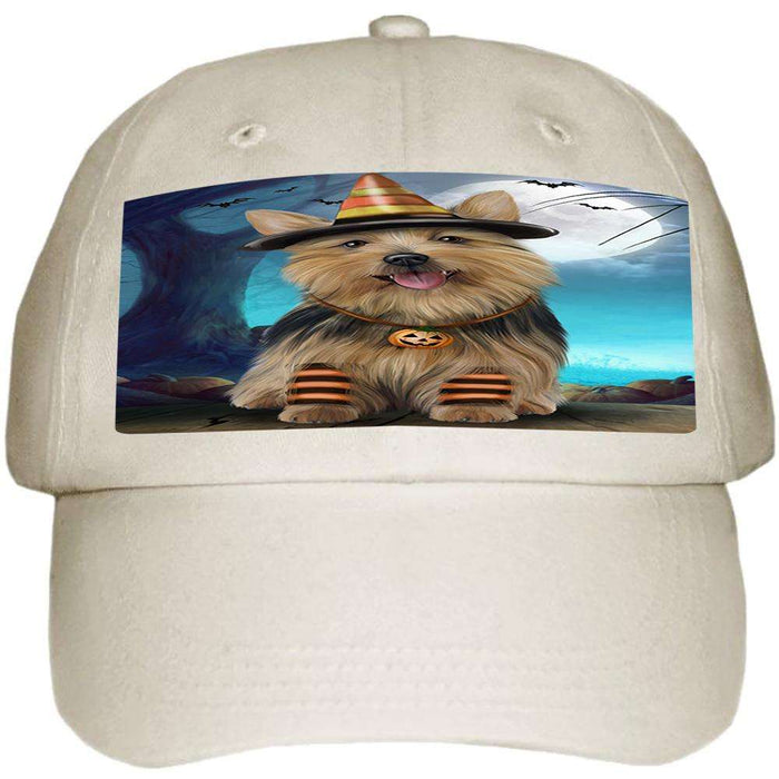 Happy Halloween Trick or Treat Australian Terrier Dog Candy Corn Ball Hat Cap HAT61239