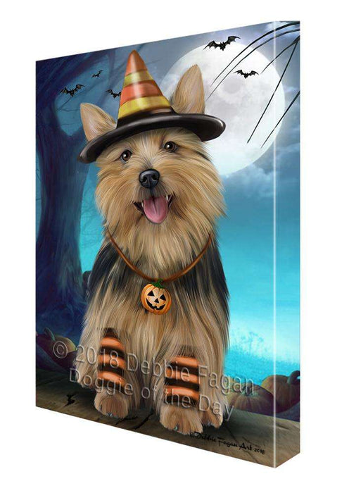 Happy Halloween Trick or Treat Australian Terrier Dog Candy Corn Canvas Print Wall Art Décor CVS89315