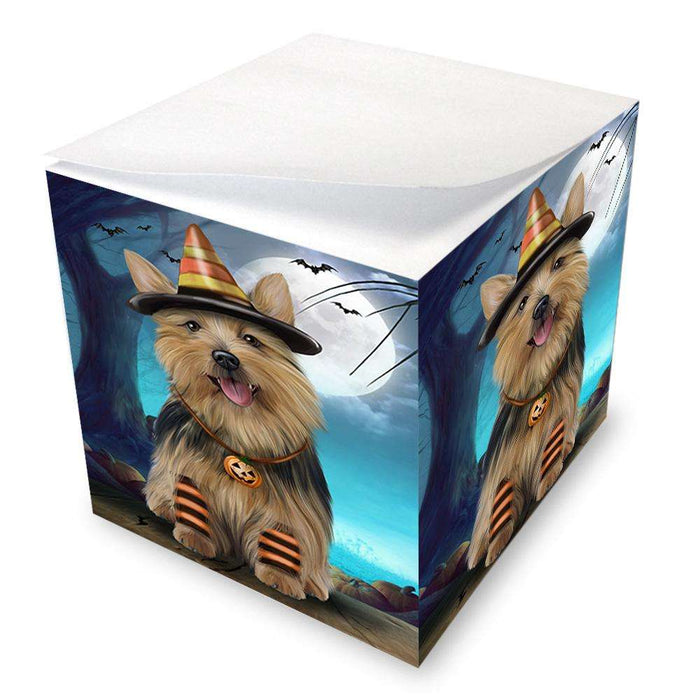 Happy Halloween Trick or Treat Australian Terrier Dog Candy Corn Note Cube NOC52502