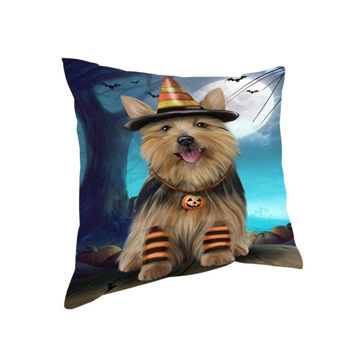 Happy Halloween Trick or Treat Australian Terrier Dog Candy Corn Pillow PIL66164
