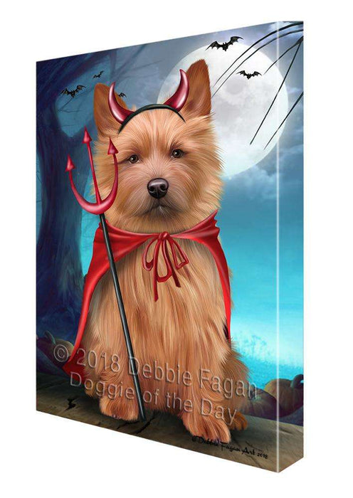 Happy Halloween Trick or Treat Australian Terrier Dog Devil Canvas Print Wall Art Décor CVS89486