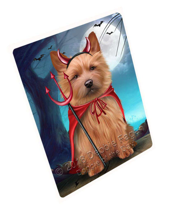 Happy Halloween Trick or Treat Australian Terrier Dog Devil Large Refrigerator / Dishwasher Magnet RMAG75312
