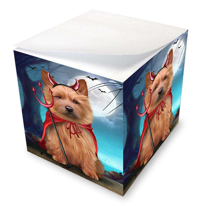 Happy Halloween Trick or Treat Australian Terrier Dog Devil Note Cube NOC52521