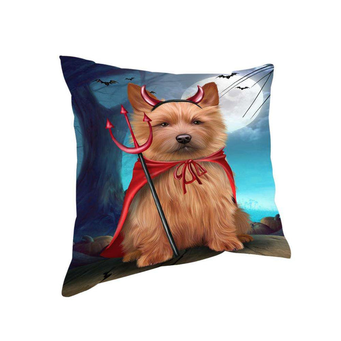 Happy Halloween Trick or Treat Australian Terrier Dog Devil Pillow PIL66240