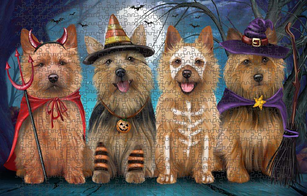 Happy Halloween Trick or Treat Australian Terrier Dog Puzzle with Photo Tin PUZL61665