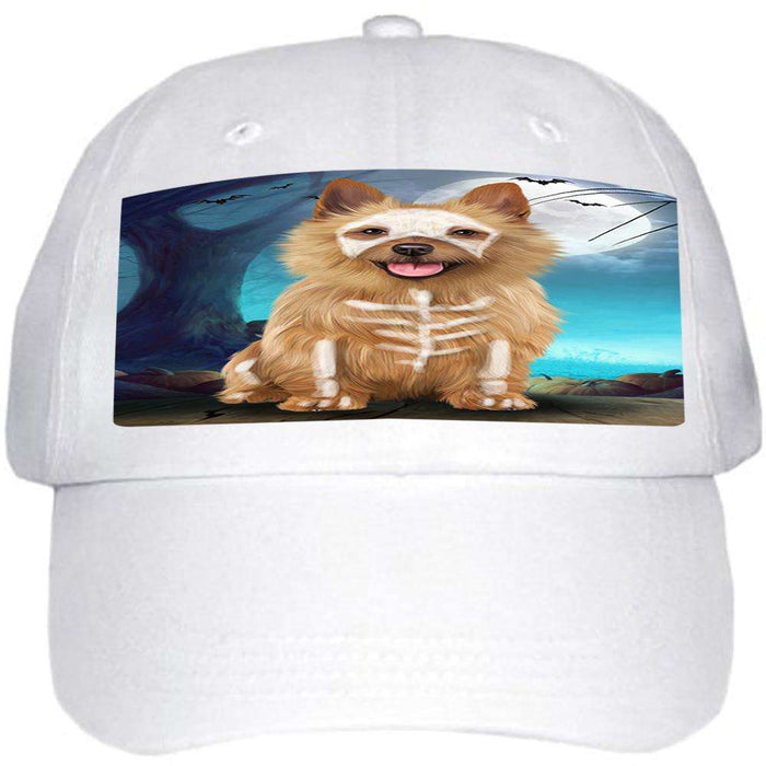 Happy Halloween Trick or Treat Australian Terrier Dog Skeleton Ball Hat Cap HAT61353