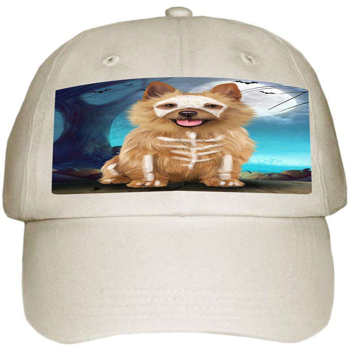 Happy Halloween Trick or Treat Australian Terrier Dog Skeleton Ball Hat Cap HAT61353