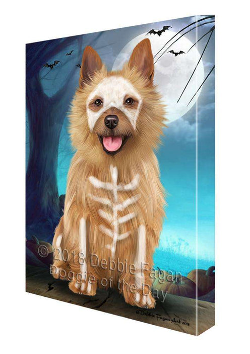 Happy Halloween Trick or Treat Australian Terrier Dog Skeleton Canvas Print Wall Art Décor CVS89657