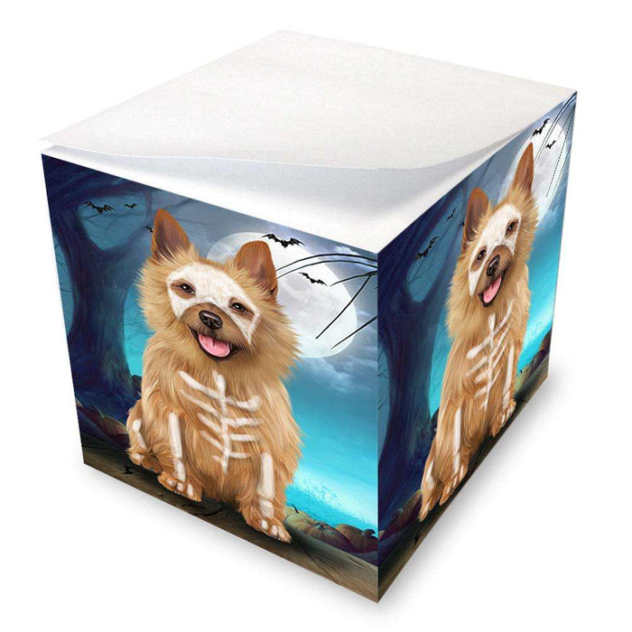 Happy Halloween Trick or Treat Australian Terrier Dog Skeleton Note Cube NOC52540