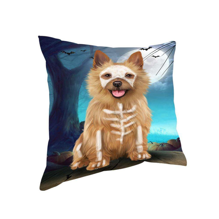 Happy Halloween Trick or Treat Australian Terrier Dog Skeleton Pillow PIL66316