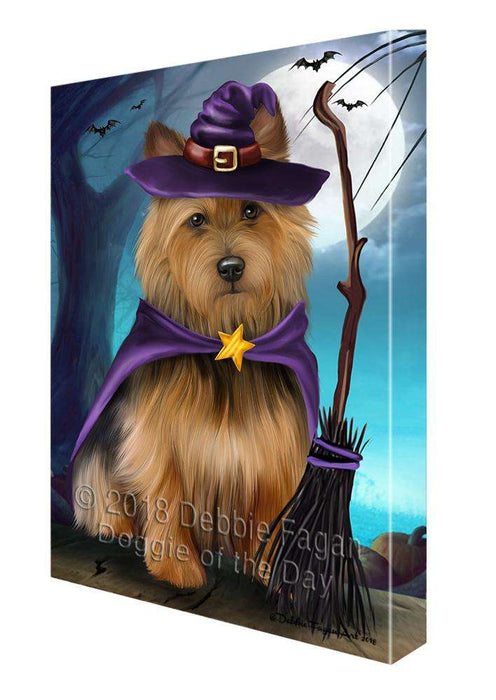 Happy Halloween Trick or Treat Australian Terrier Dog Witch Canvas Print Wall Art Décor CVS89828