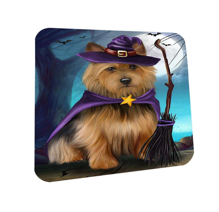 Happy Halloween Trick or Treat Australian Terrier Dog Witch Coasters Set of 4 CST52518