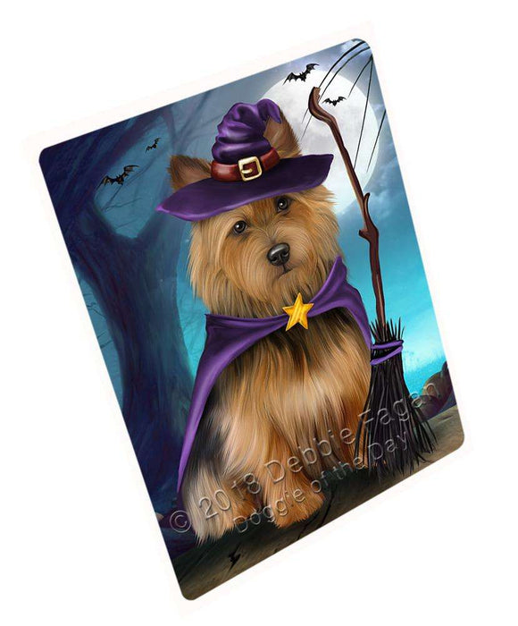 Happy Halloween Trick or Treat Australian Terrier Dog Witch Large Refrigerator / Dishwasher Magnet RMAG75540