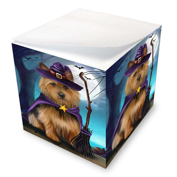 Happy Halloween Trick or Treat Australian Terrier Dog Witch Note Cube NOC52559